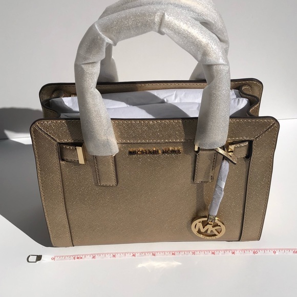 MICHAEL KORS DILLION SMALL SATCHEL IN PALE GOLD - Picture 5 of 8